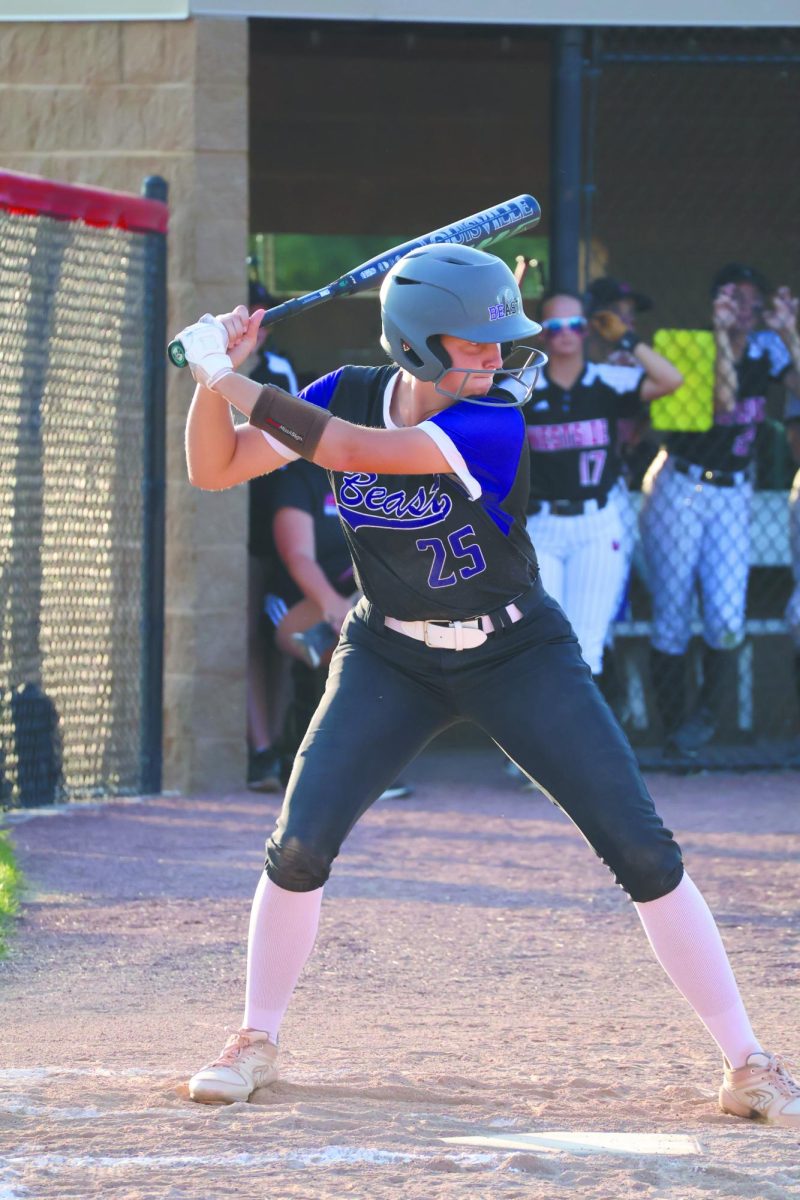 At bat. As she steps on the mound, senior Hayley deMontel is waiting for the perfect time to swing at the ball.  With the team’s effort they were able to beat Westside 13-3 on Sept. 4. “Coaches are always teaching me new drills and how I can improve on and off the field, but I believe if you aren’t having fun there’s no point,” deMontel said.