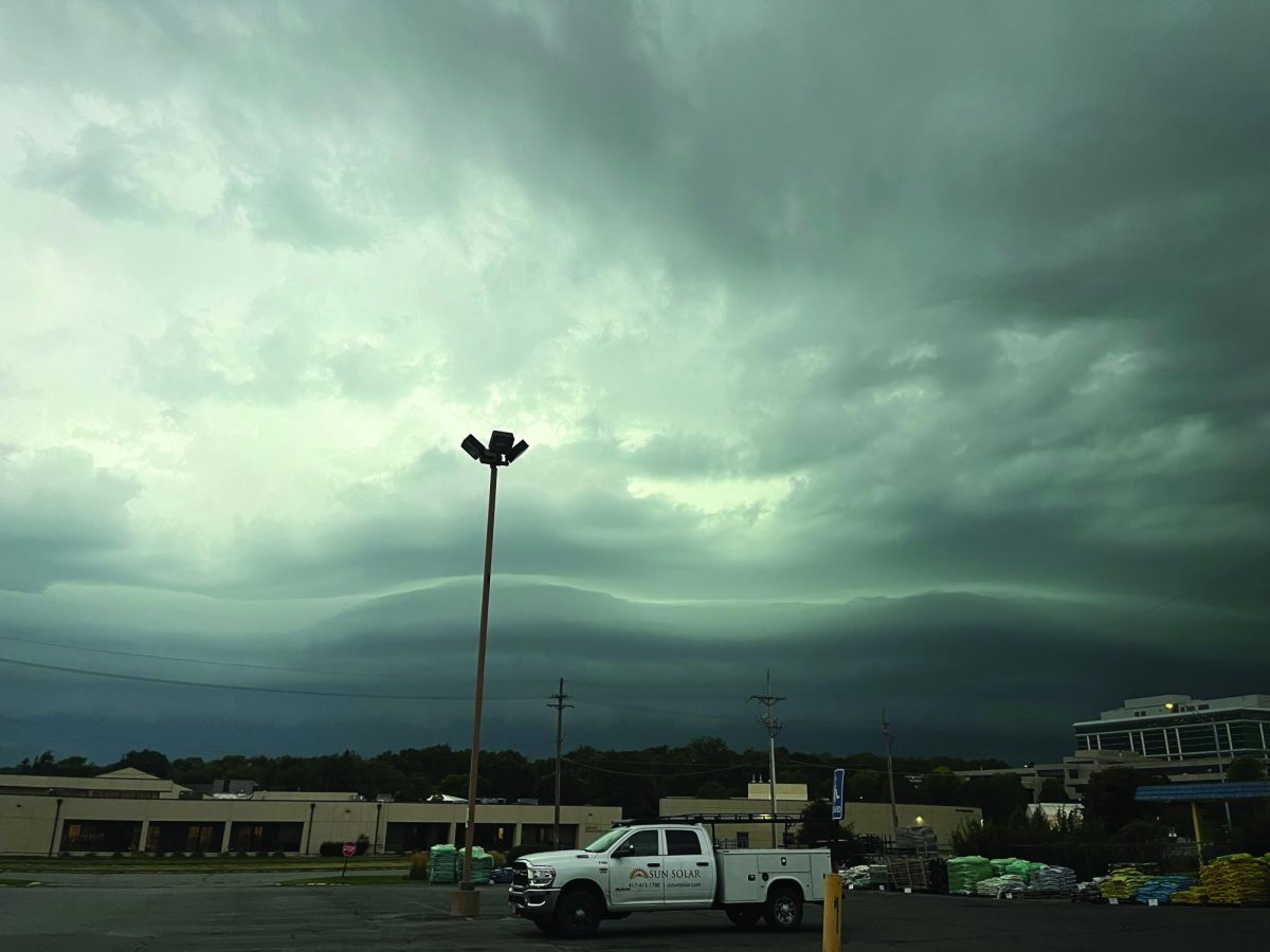 Dark skies. Clouds in front of Bellevue University tell of an oncoming storm. The July 31 storms hit the Omaha area with winds of up to 90 miles per hour, causing $34 million in damage. “I felt very bad for the houses that we saw,” sophomore Elena Ruvalcaba said. “I’m talking like huge trees like the one that was outside of the school before it collapsed, trees like that on top of people’s houses and completely crashed through.” 