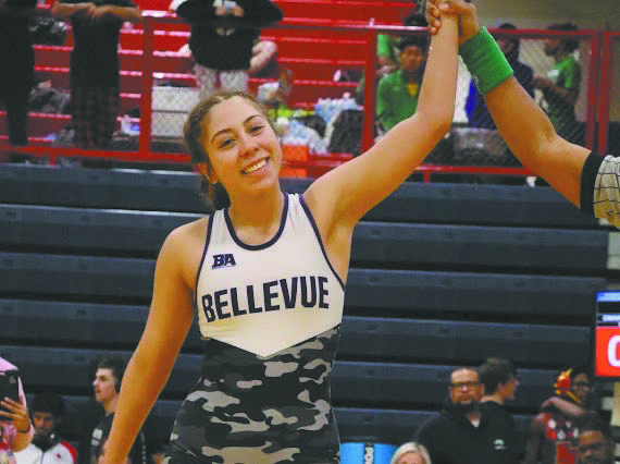 On the podium. Team Captain junior Kaliyah Evans wins her match by a pin on January 10, 2026. Evans placed 3rd at the Phil and Pat Pisale invite. “It feels good to place, but I always take my results and use it as improvement.” Evan’s said. 