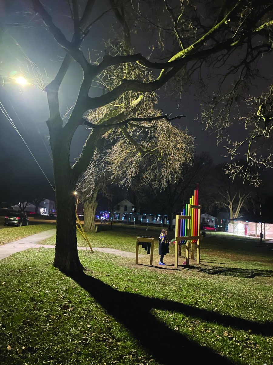 No snow.  Over winterbreak it was unusually warm outside. A young lady plays outside at Washington park. “Earlier in my life me personally experience more snow,” sophomore Desomone Lomas said. 