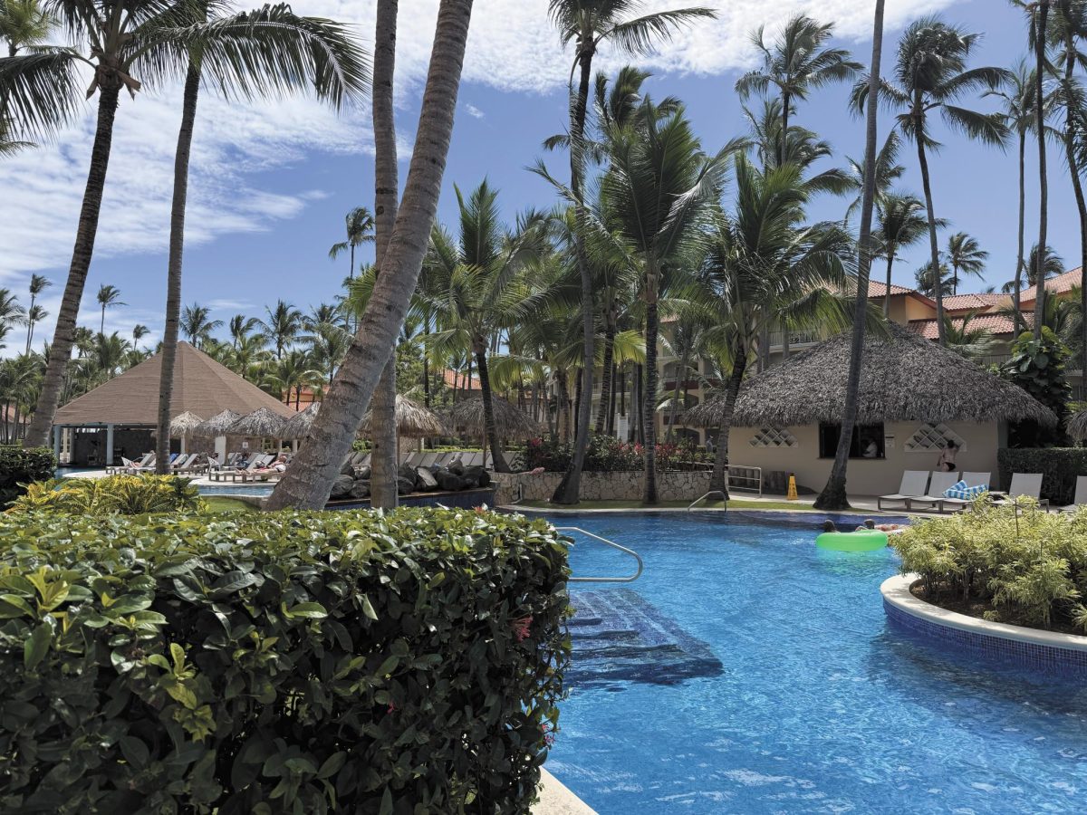 Time for relaxation. At Majestic resort in Punta Cana, Dominican Republic, instructor Sara Pithan was enjoying her last day by the pool on March 22. The view is from the patio of her room at the resort. “It was one of my favorite views,” Pithan said. “It wasn't as windy at the pool and the water was warm.” Photo courtesy of Sara Pithan
