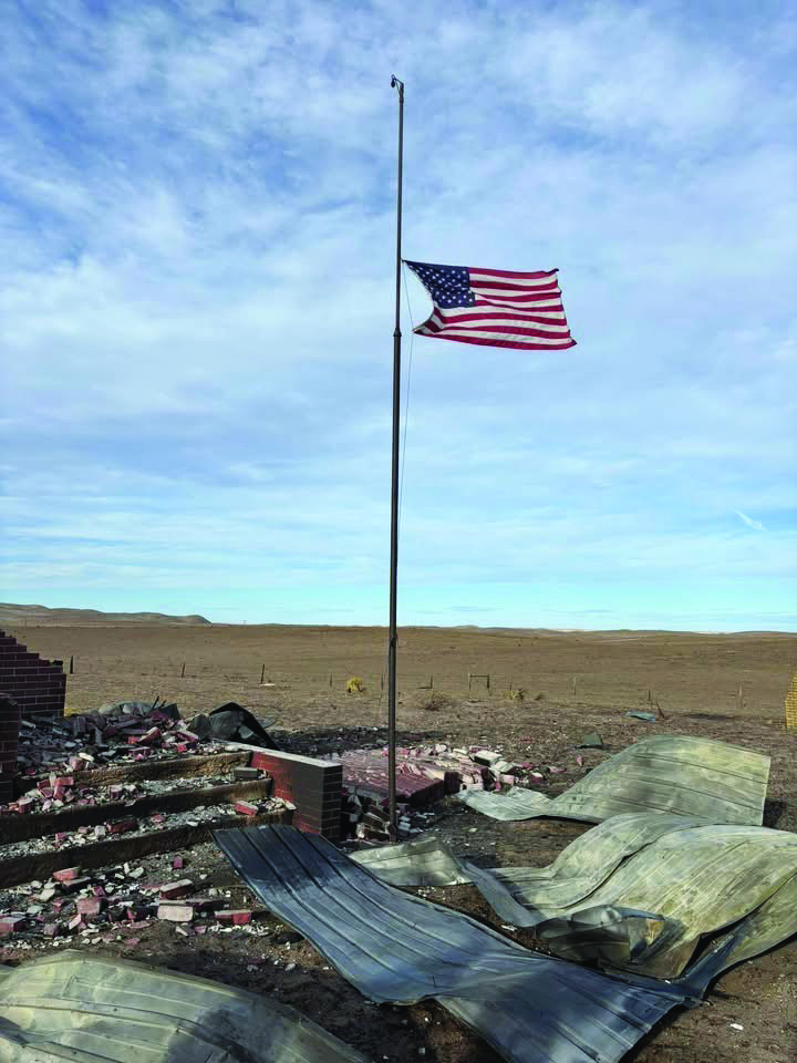 Ruins. The damage of an old schoolhouse rests near Bridgeport, Nebraska on March 15. The schoolhouse was one of the first structures that burned down in the wildfires, and Bridgeport resident Naomi Loomis’s husband, Cody Loomis, attended the school when he was younger. “We're still, maybe in the mourning [phase],” Naomi Loomis said. “So, rebuilding is just every day, just trying to make plans, trying to meet with bankers and people that would help us rebuild our corrals or stuff like that.”