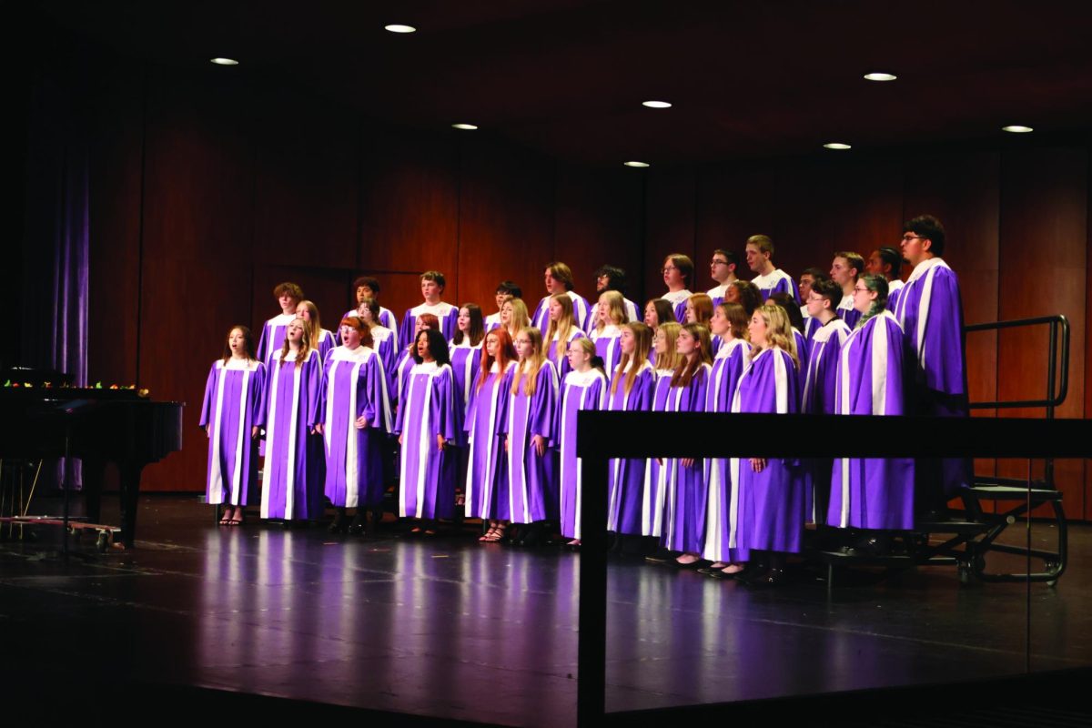 Loud and clear. The East high singers preform at the District Music Contest on April 24, 2026. East will have two new choir teachers next year, Christopher Work and Barbara Jones. “I’m super happy and proud of us [East High Singers] this year,” junior Gwen Tyner said.